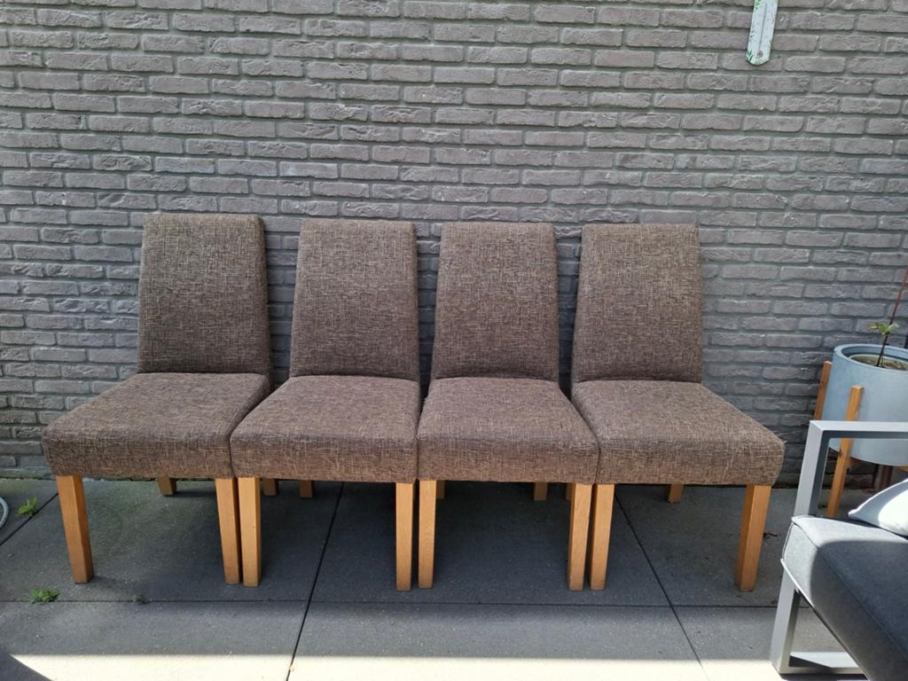 Eetkamerstoelen, 6 stuks, Ophalen, Gebruikt, Bruin, Stof