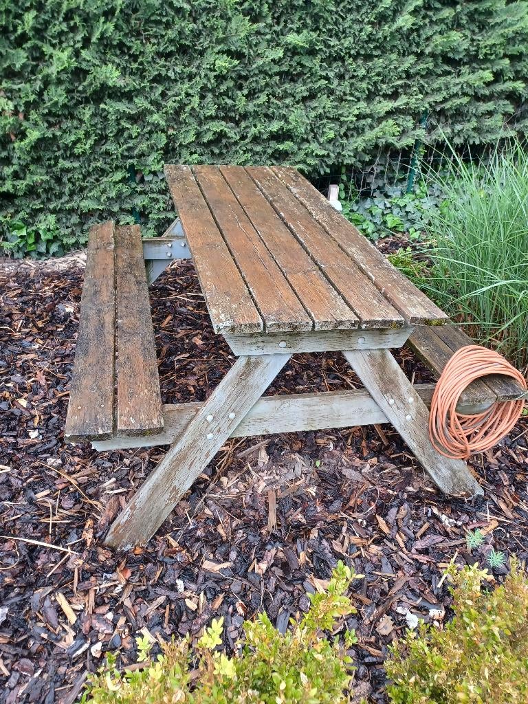 picknicktafel, Tuin en Terras, Ophalen, Gebruikt, Rechthoekig, Hout