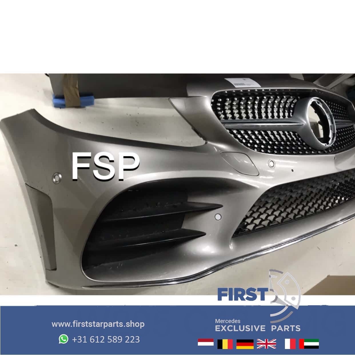 S205 C43 AMG Facelift Voorbumper Mercedes C Klasse 2020 bump, Gebruikt, -, Voor, Ophalen of Verzenden