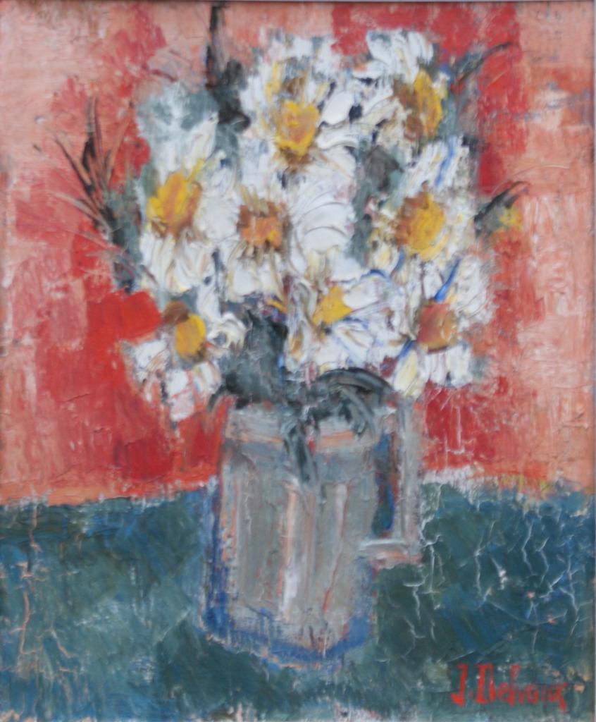 Jacques Delvaux (1929-2010): Bloemenstilleven (O/D, 64x74cm), Ophalen of Verzenden