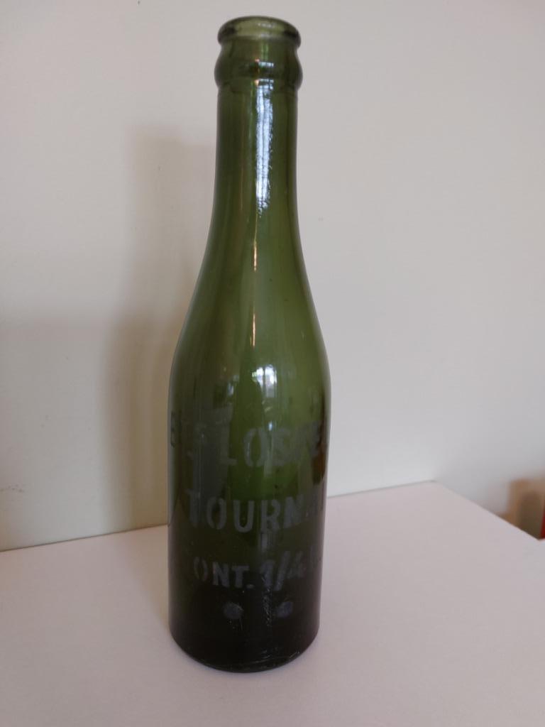Oude gezuurde bierfles van Ets. Losfeld Tournai, inhoud 1/4l, Ophalen of Verzenden, Gebruikt, Flesje(s), Overige merken