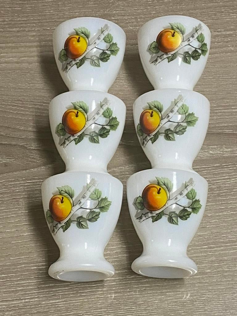 Set van 6 antieke Arcopal France eierdopjes, prijs: €10, Ophalen of Verzenden, Zo goed als nieuw