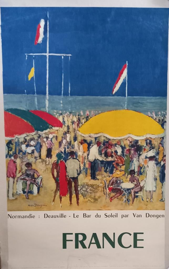 Kees Van Dongen - Bar du soleil- originele affiche op doek, Ophalen of Verzenden