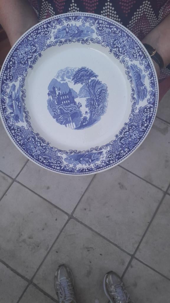 Vintage bord blauw wit castillo, Antiquités & Art, Enlèvement