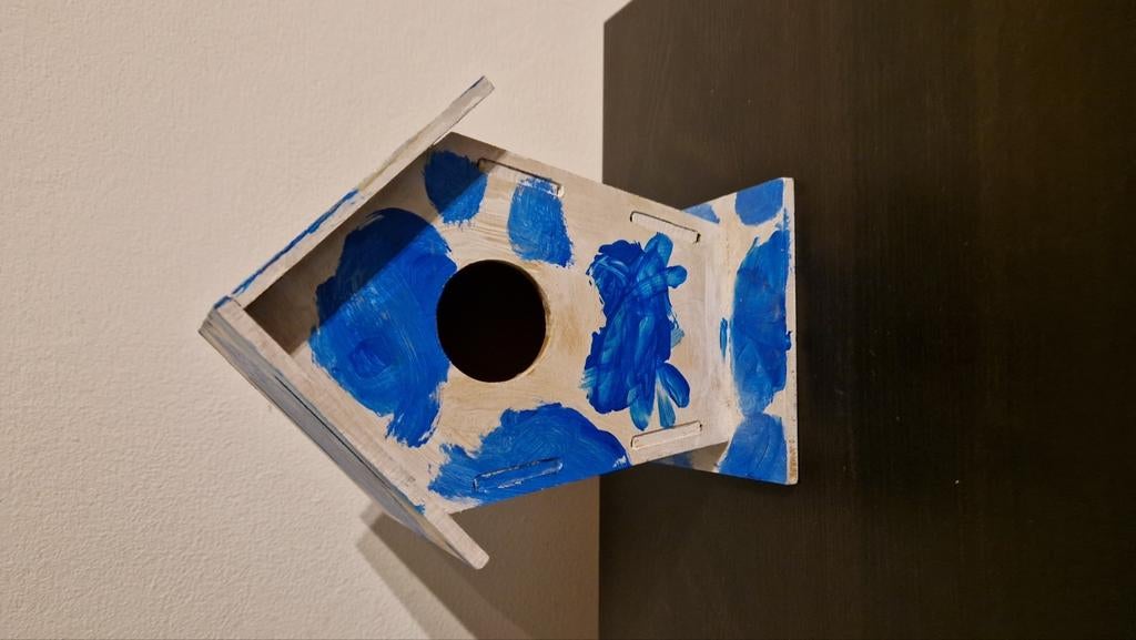 Zelfgemaakte houten vogelhuisje, Ophalen of Verzenden, Zo goed als nieuw