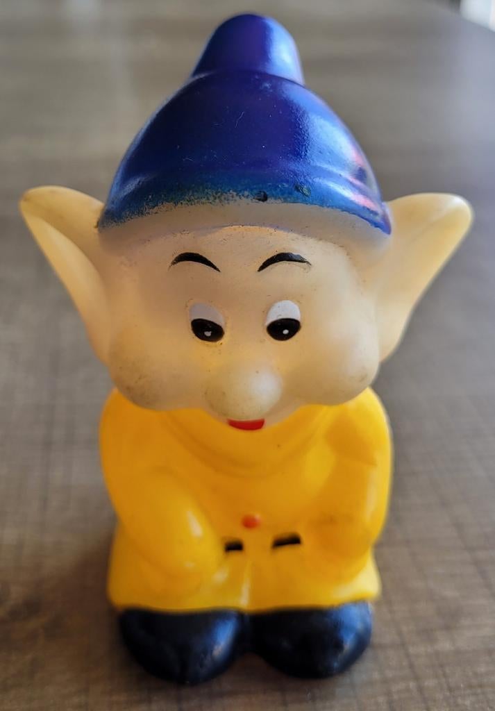 Oud, rubberen poppetje: dwerg Dopey, Collections, Disney, Enlèvement ou Envoi, Blanche-Neige ou Belle au Bois Dormant, Utilisé