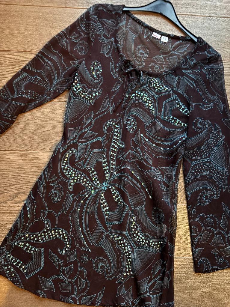 Blouse vintage maat 40, Kleding | Dames, Maat 38/40 (M), Bruin, 3 suisses, Ophalen of Verzenden