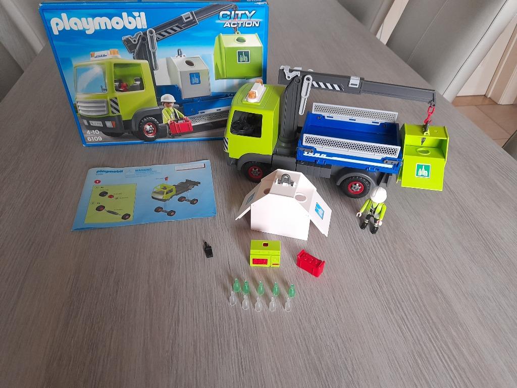 PLAYMOBIL Vrachtwagen met glascontainers - 6109, Kinderen en Baby's, Speelgoed | Playmobil, Ophalen of Verzenden, Zo goed als nieuw