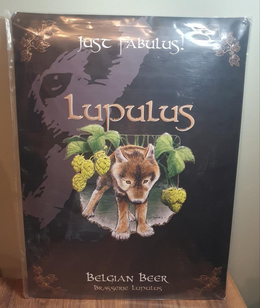 Metaal Reclamebord - Lupulus -, Verzamelen, Biermerken, Ophalen of Verzenden, Zo goed als nieuw, Reclamebord, Plaat of Schild