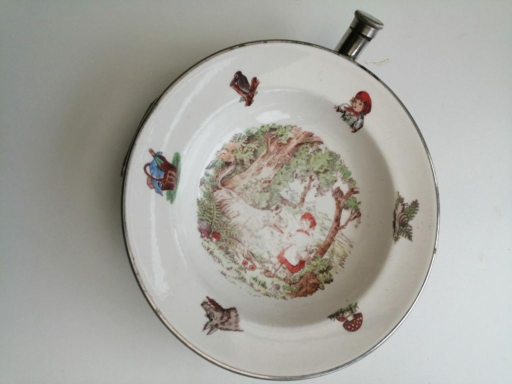 Oud warmhoudbord voor kind, onderkant inox, jaren '60, Holla, Ophalen