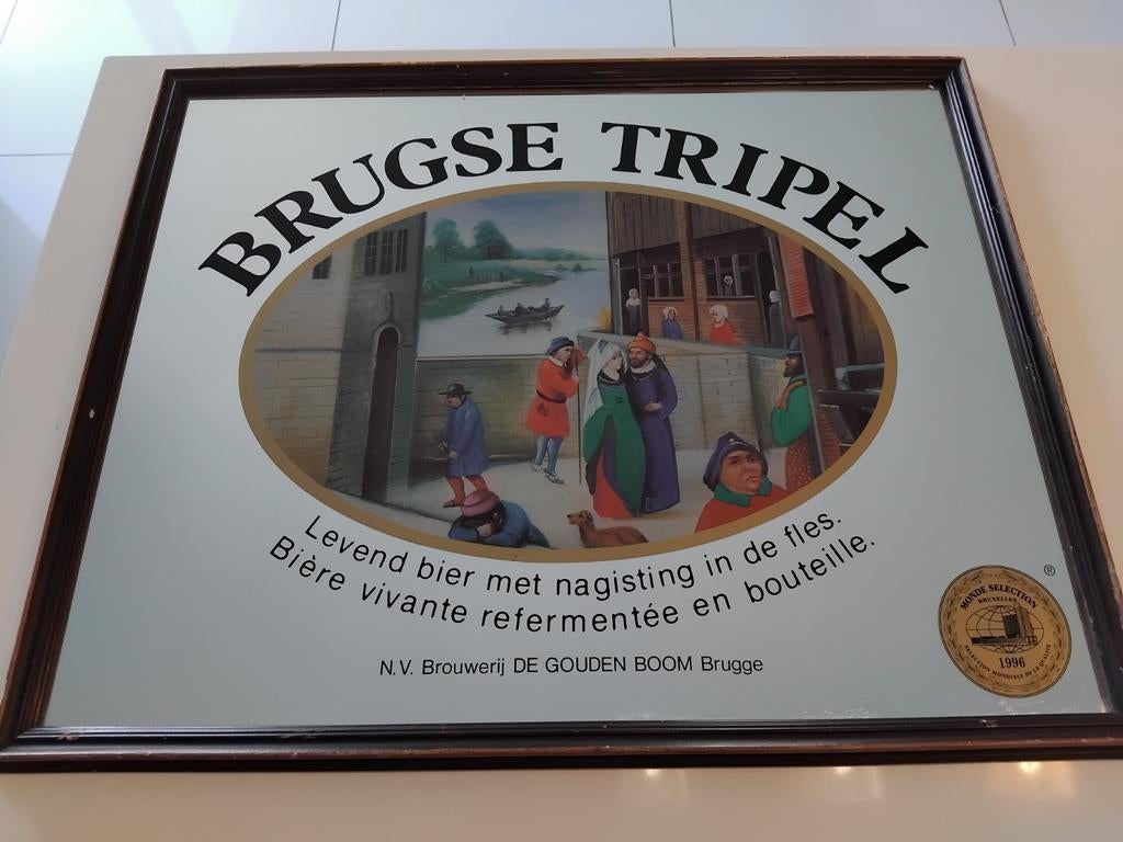 Spiegel Brugse Tripel, Verzamelen, Ophalen of Verzenden, Zo goed als nieuw, Reclamebord, Plaat of Schild, Overige merken