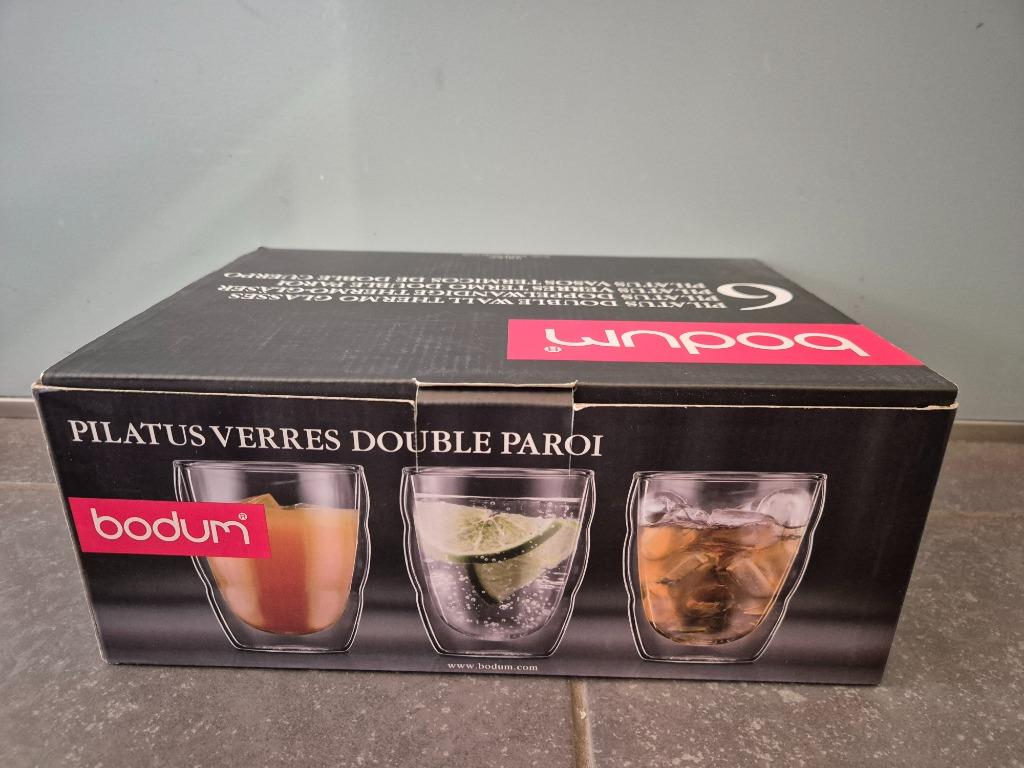 Set van 6 dubbelwandige glazen Bodum Pilatus, Huis en Inrichting, Glas of Glazen, Nieuw, Ophalen of Verzenden, Glas