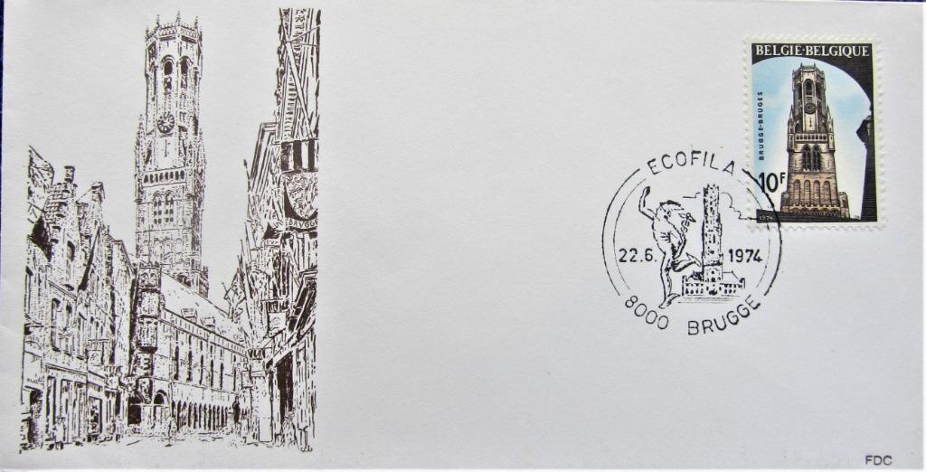 FDC TOERISME- BRUGGE, Ophalen of Verzenden, Gestempeld, Plaats of Gebouw