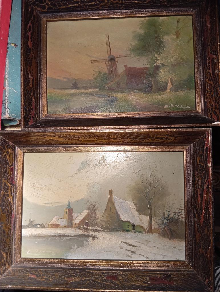 2 x schilderij E Braems, Antiquités & Art, Art | Peinture | Classique, Enlèvement ou Envoi