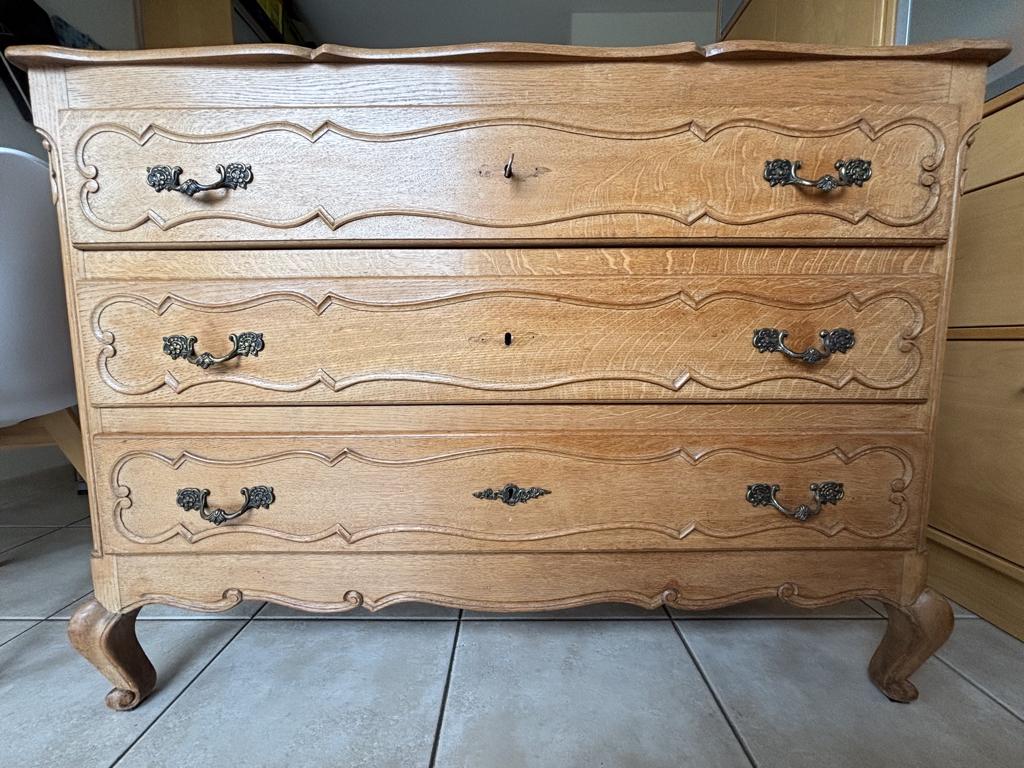 Mooie eikenhouten commode met 3 lades, Maison & Meubles, Armoires | Commodes, 3 ou 4 tiroirs, 25 à 50 cm, Moins de 100 cm, 100 à 150 cm