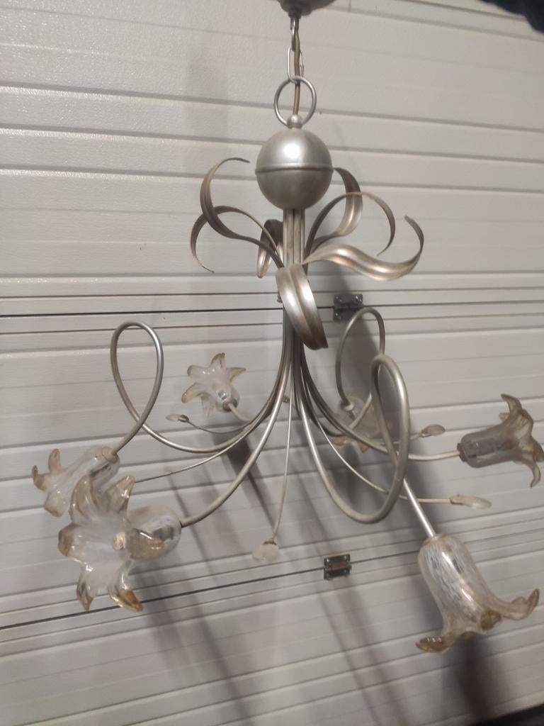 Licht grijze luster lamp met led verlichting, Ophalen