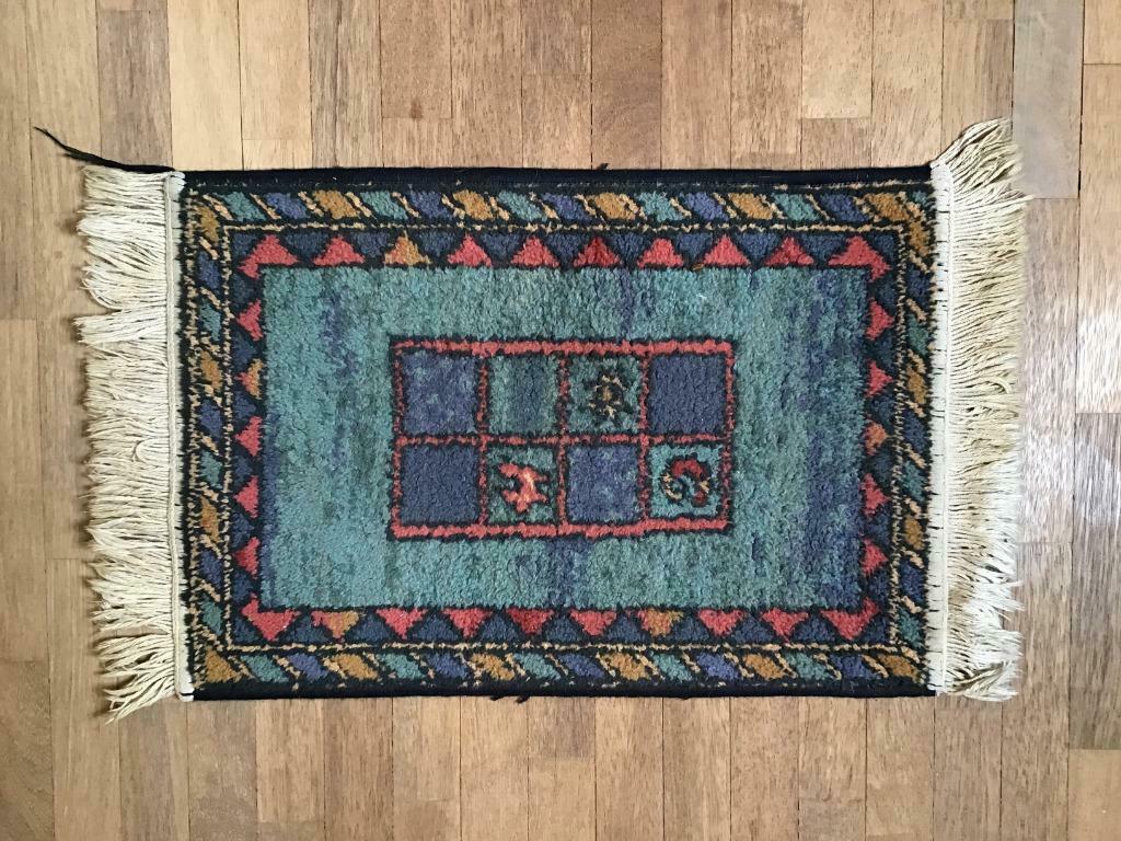 klein wollen blauw voettapijtje, Minder dan 50 cm, Gebruikt, 50 tot 100 cm, Blauw