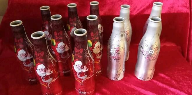 Coca cola metalen lege flesjes 12 stuks, Verzamelen, Ophalen of Verzenden, Zo goed als nieuw