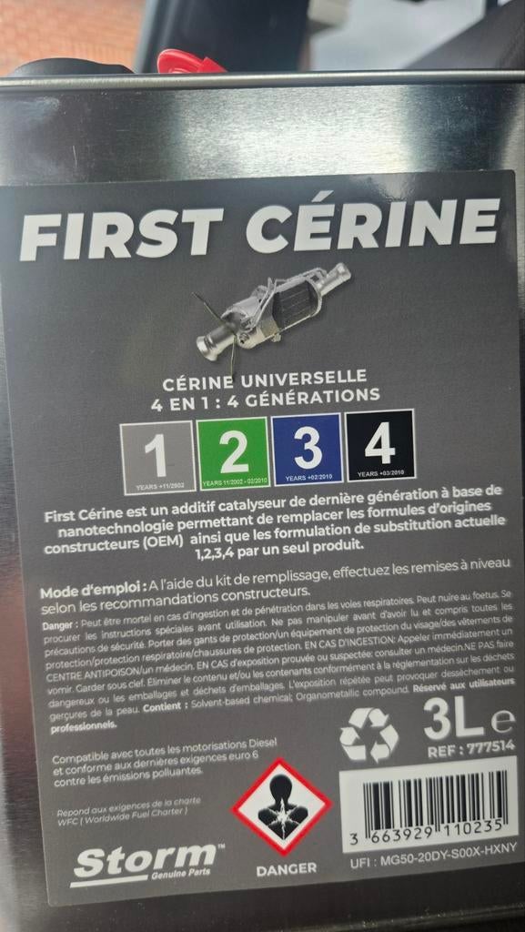 First cérine dpf cleaner, Enlèvement