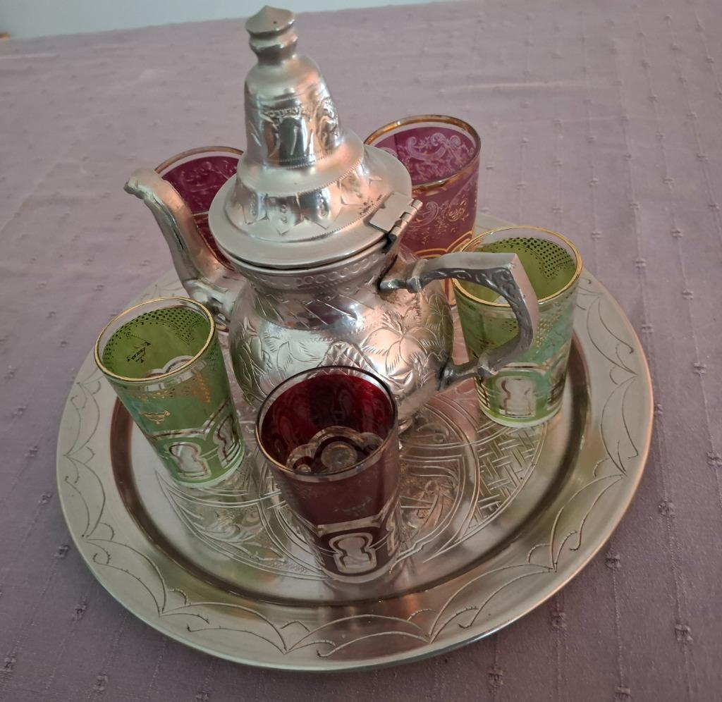 Tunesisch theeservies verzilverd, Antiek en Kunst, Ophalen of Verzenden