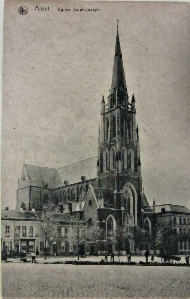 POSTKAART- AALST, DE KERK VAN SINT-JOZEF., Verzamelen, Ophalen of Verzenden, Gelopen, Oost-Vlaanderen