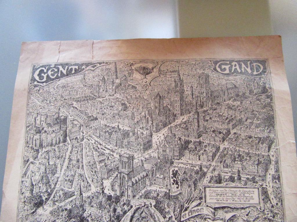 plan panoramique de la cuve de Gand Armand Heins 1929 1930, Boeken, Atlassen en Landkaarten, Gelezen, België, 1800 tot 2000, Ophalen