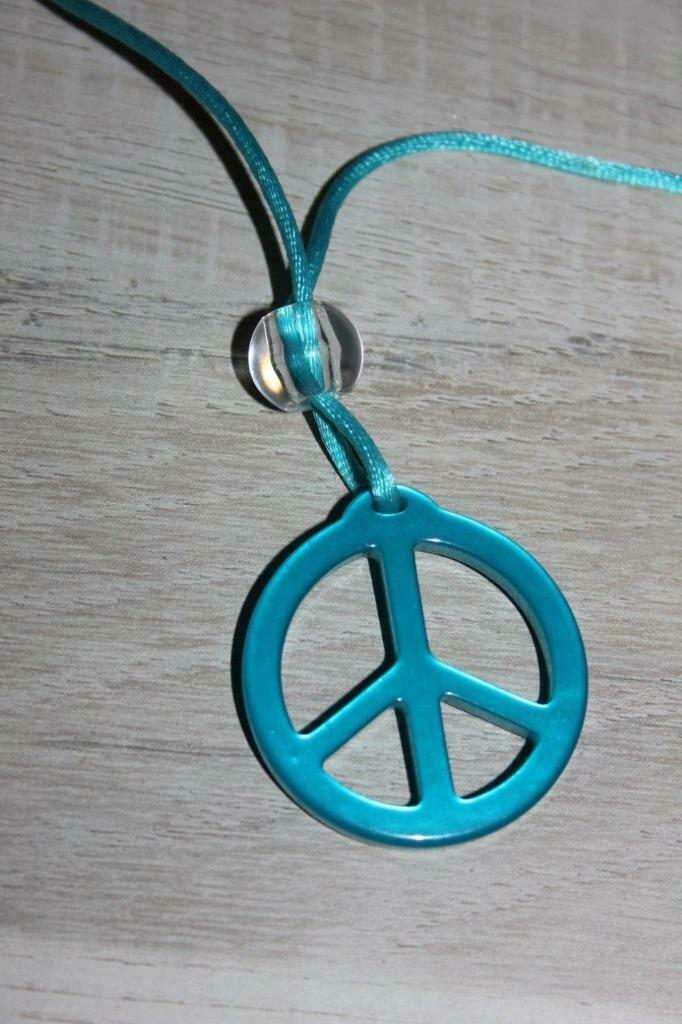 Long collier Peace and love turquoise, Enlèvement ou Envoi, Utilisé