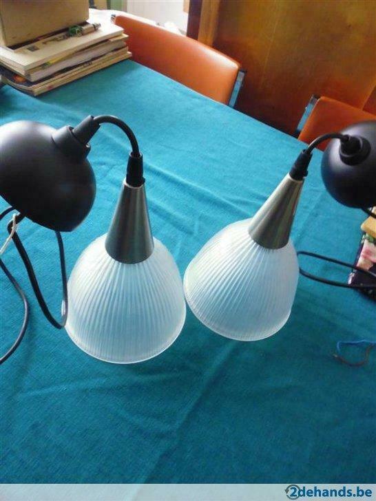 retro vintage hanglamp in glas en chroom
