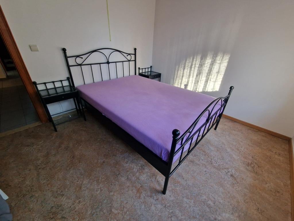 Tweepersoonsbed metaal met extra's 140 x 200, Antiek en Kunst, Ophalen