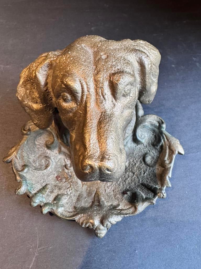 Bronzen inktpot Labrador, Antiek en Kunst, Ophalen of Verzenden