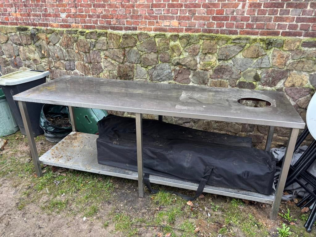 Grande table en inox professionelle, Jardin & Terrasse, Enlèvement, Comme neuf