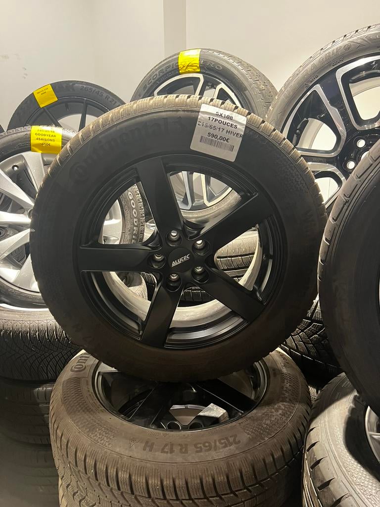 Kit jantes Alutec 17” 5x108 + pneus hiver 215/65R17, Ophalen, -, -, Banden en Velgen