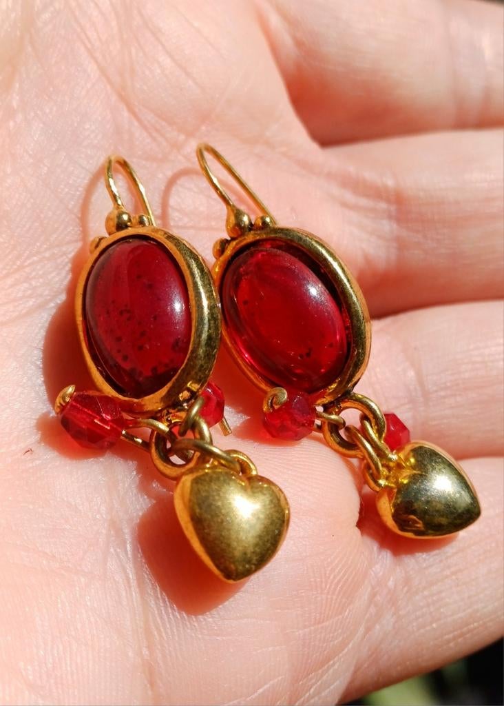 Kange oorringen rood, Bijoux, Sacs & Beauté, Enlèvement ou Envoi, Comme neuf, Rouge