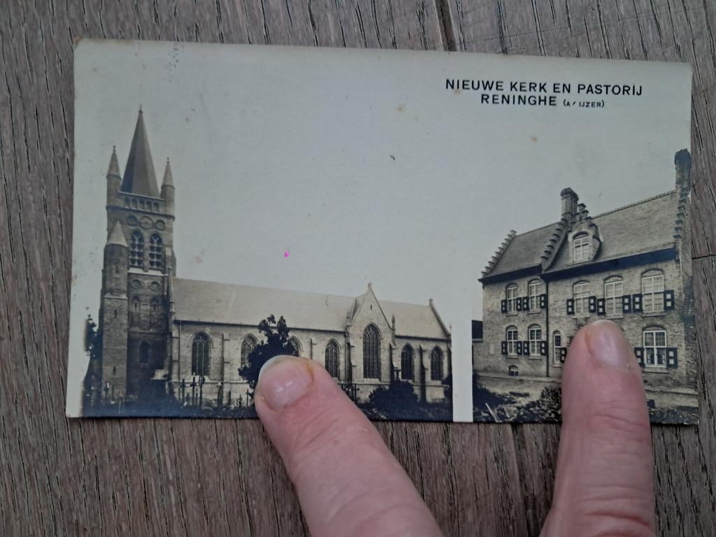 Beschreven oude pk van 1924: nieuwe kerk + pastorie, Reninge, Ophalen of Verzenden