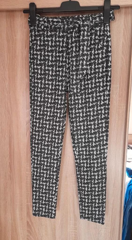Nieuwe vloeiende pied-de-poule broek Maat s/m, Maat 38/40 (M), Zwart, Nieuw, Boutique indépendante