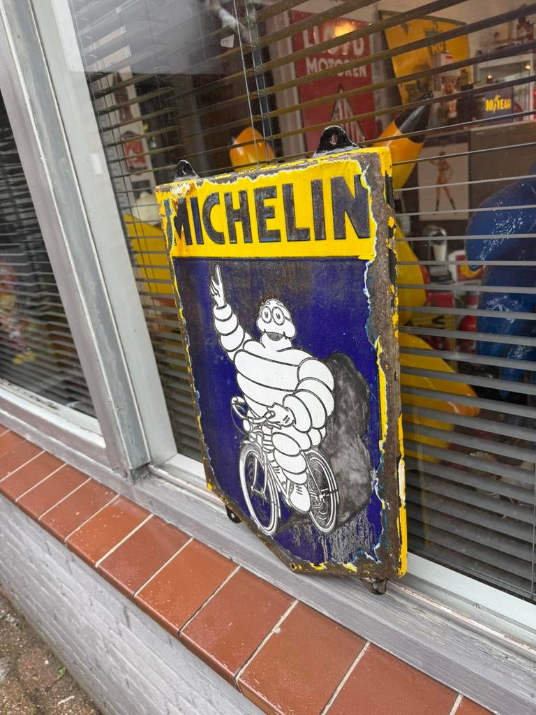 Zeldzaam Michelin emaille reclamebord, Ophalen of Verzenden, Gebruikt, Reclamebord