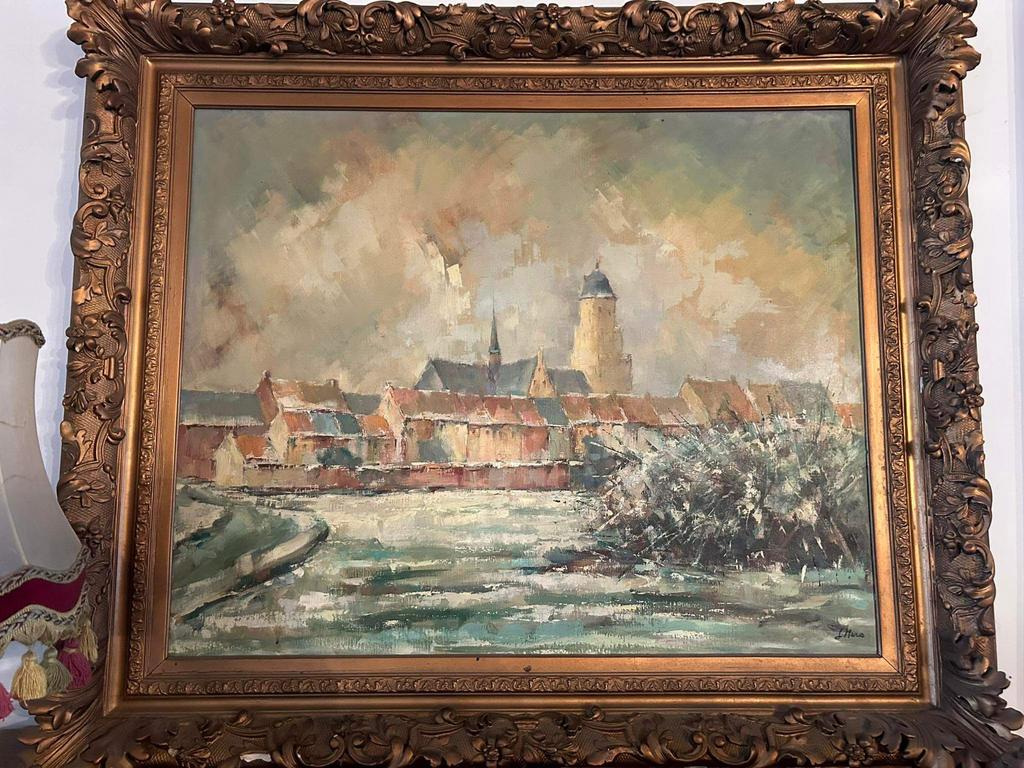 Grote schilderij lier, Antiek en Kunst, Ophalen
