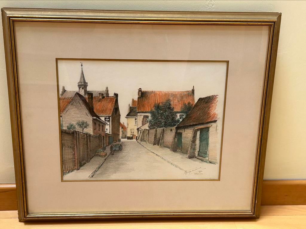 Originele tekening door Georges Frédéric (Damme), Antiek en Kunst, Ophalen