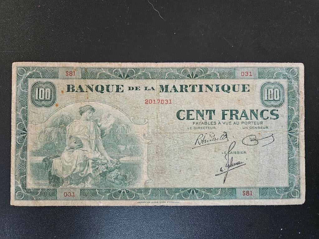 Martinique pick 19a 1942 zéér zeldzaam, Postzegels en Munten, Ophalen of Verzenden, Midden-Amerika, Los biljet