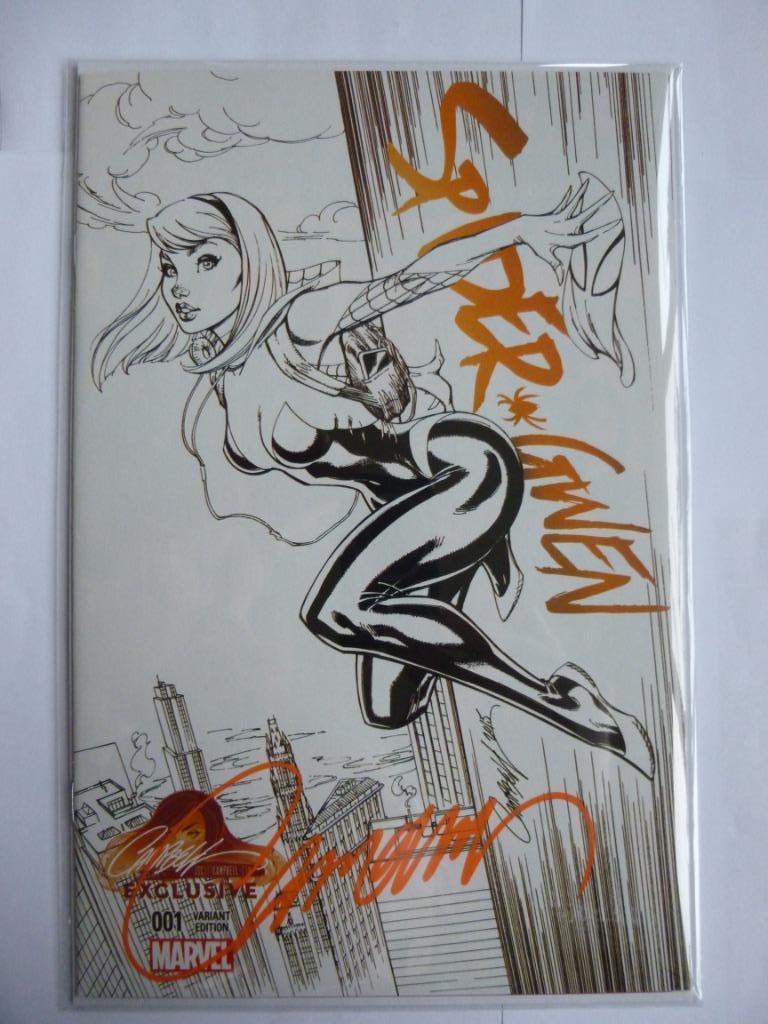 MARVEL COMICS"SPIDER GWEN 1B"B&W COVER JSC SIGNED+COA 2018, Eén comic, Nieuw, Ophalen of Verzenden, Amerika
