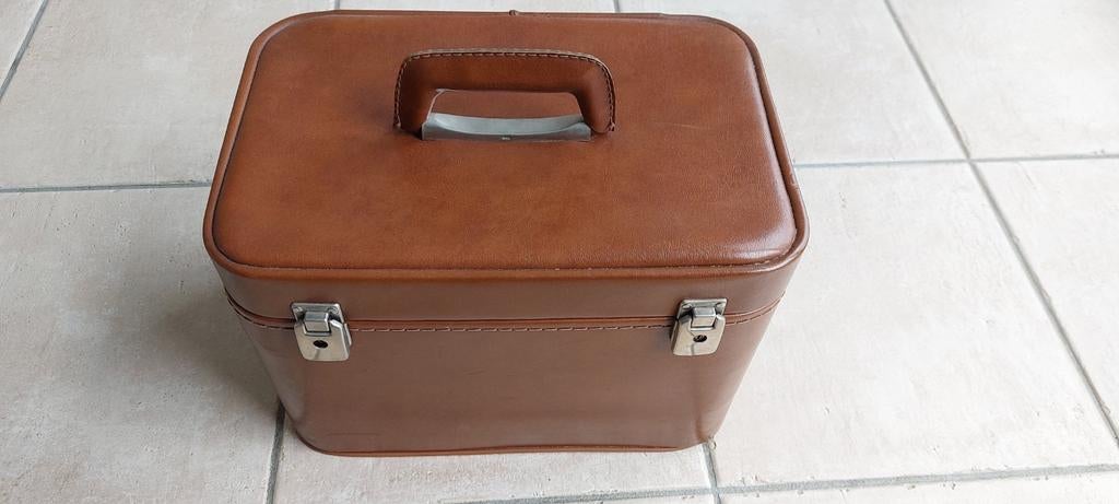Vintage beautycase, Handtassen en Accessoires, Ophalen, Gebruikt, Bruin, Met slot