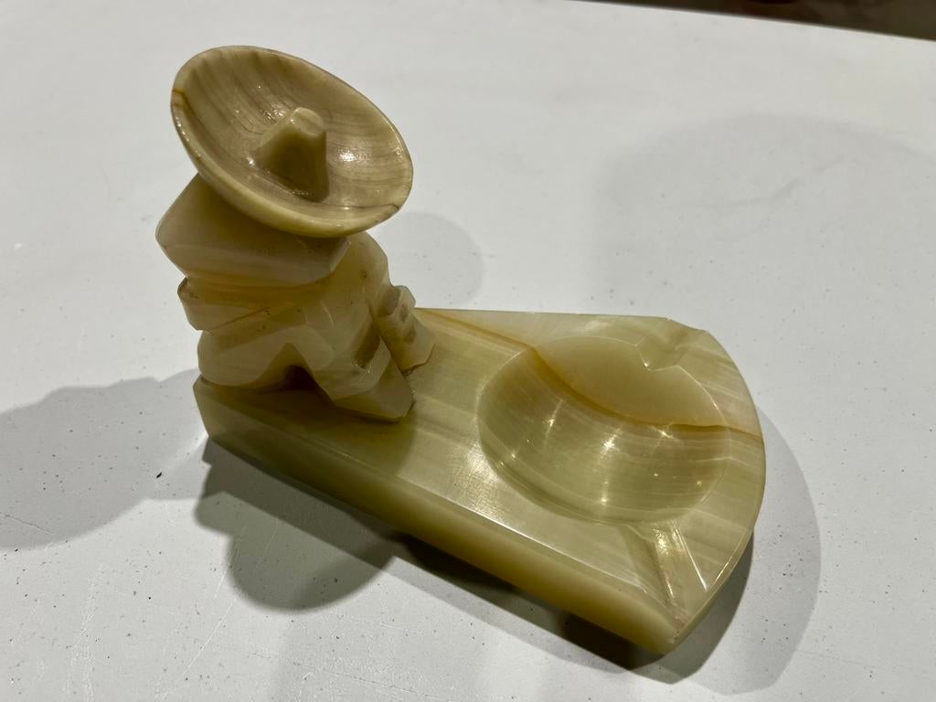 Vintage Onyx Mexicaanse Man In Sombrero Asbak, Antiek en Kunst, Ophalen of Verzenden