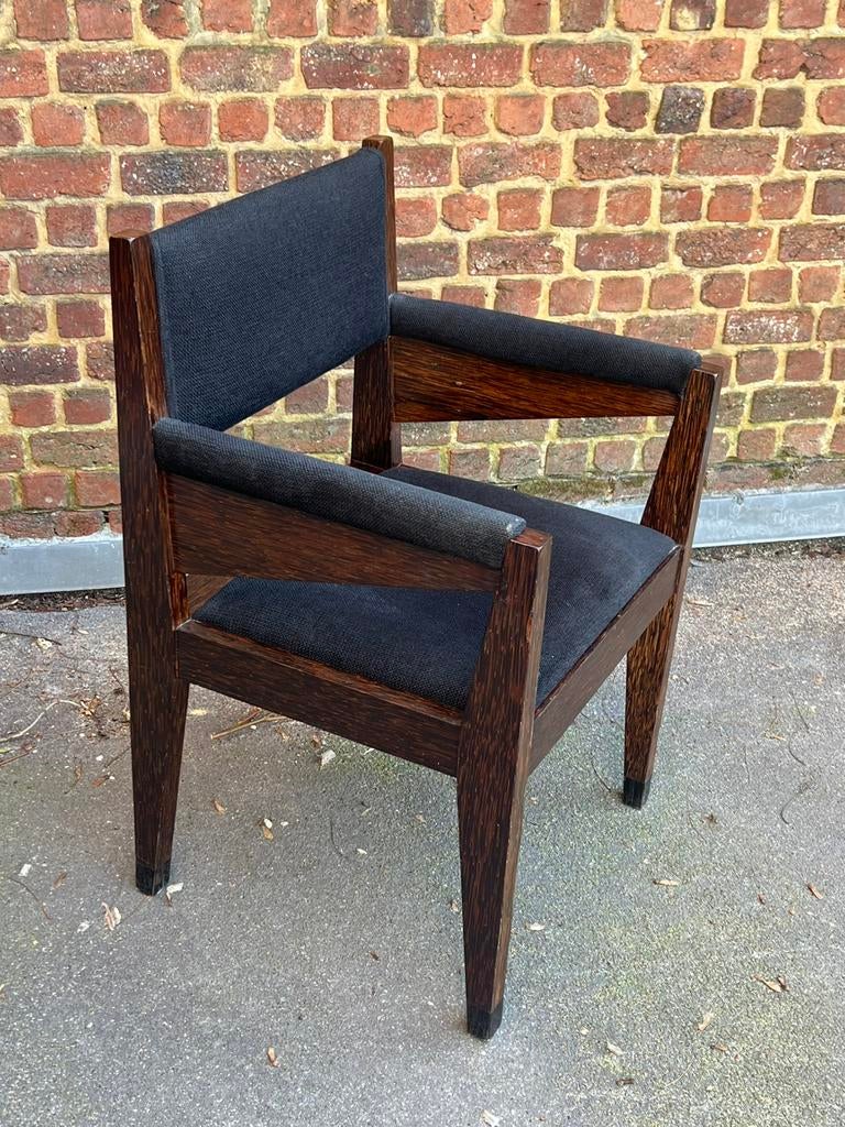 fauteuil uit de jaren 70/80 in wengé zwarte stof Handgemaakt, Ophalen, Zwart, Zo goed als nieuw, Eén