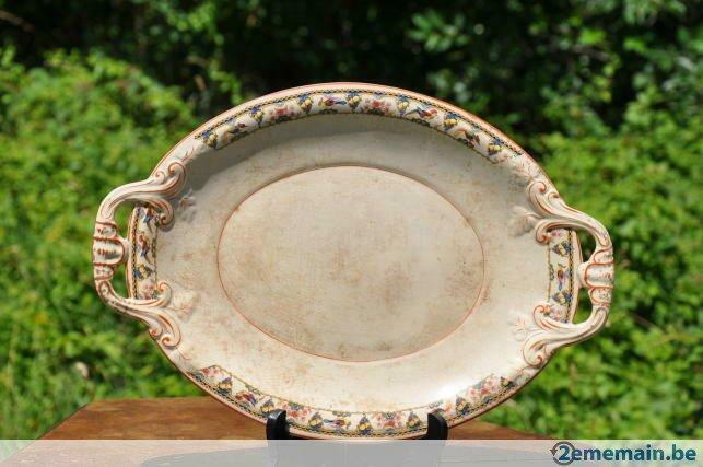 ancien plat ovale faience de nimy decor fleur et oiseau, Antiquités & Art, Antiquités | Céramique & Poterie, Enlèvement