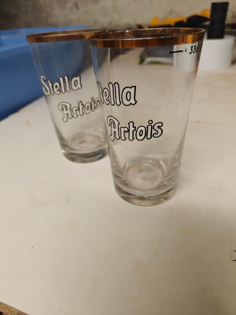 Vintage Stella Artois bierglazen 33cl – set van 2, Enlèvement ou Envoi