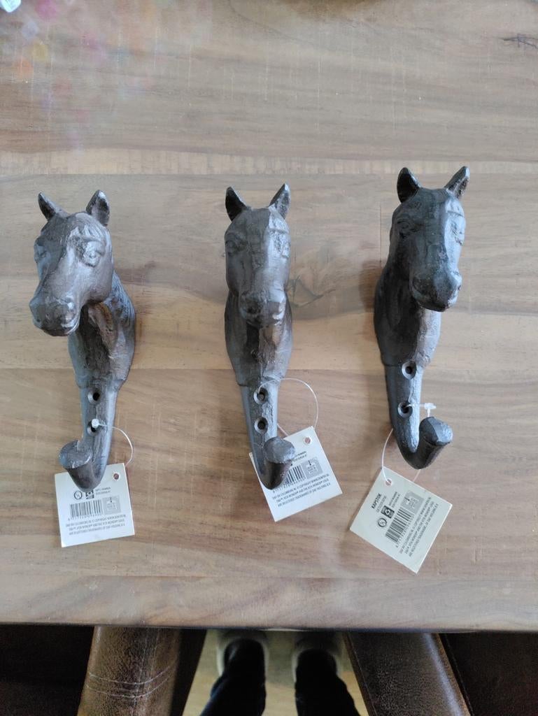 3 nieuwe gietijzeren kapstok paardenhoofd, Ophalen of Verzenden, Nieuw