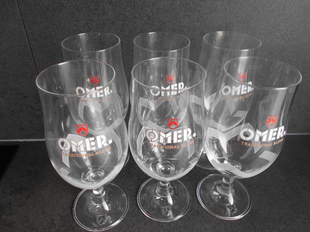 gemerkte OMER glazen, Ophalen of Verzenden, Zo goed als nieuw, Bierglas