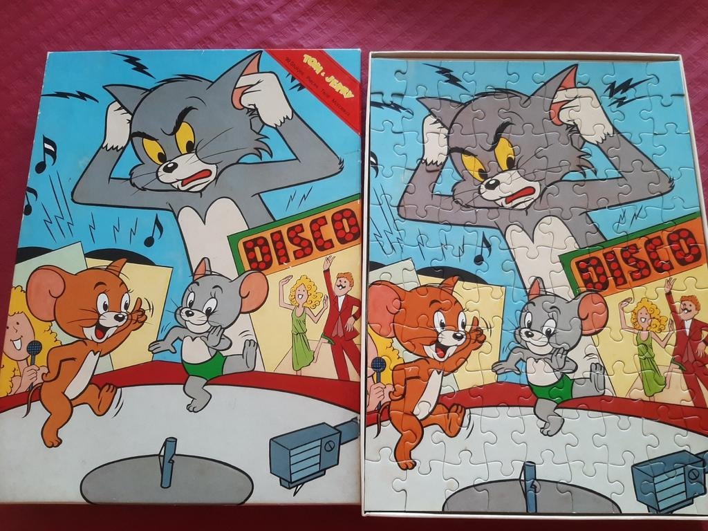 Vintage legpuzzel Tom & Jerry (jaren '80), intact!, Ophalen of Verzenden, Gebruikt