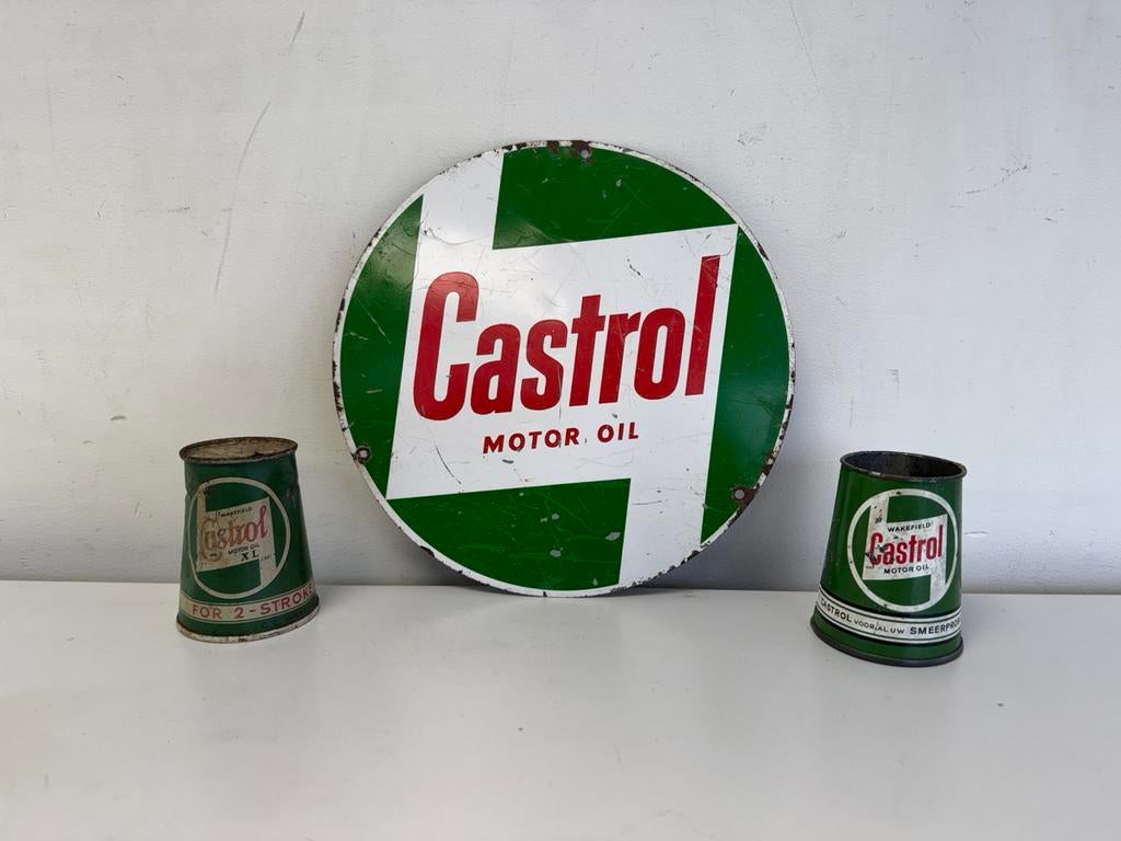 Oud Castrol olie reclamebord, Verzamelen, Ophalen of Verzenden, Gebruikt, Reclamebord