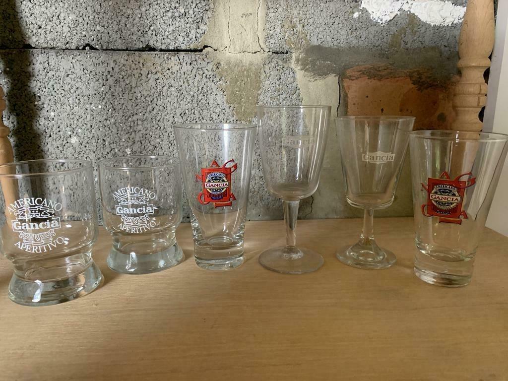 6 aperitief glazen Gancia, Ophalen, Zo goed als nieuw, Borrel- of Shotglas
